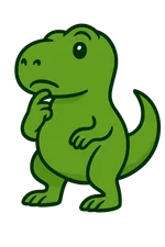 A cartoon t-rex thinking